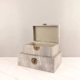 新式古复锁扣皮革收纳盒样板房中衣帽AAW间客厅书房居家软装饰品