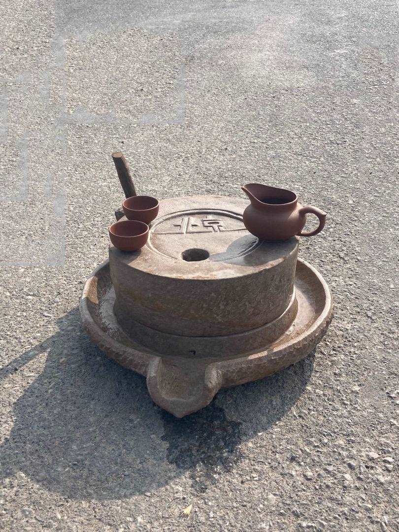 复古民俗老石磨茶台摆件