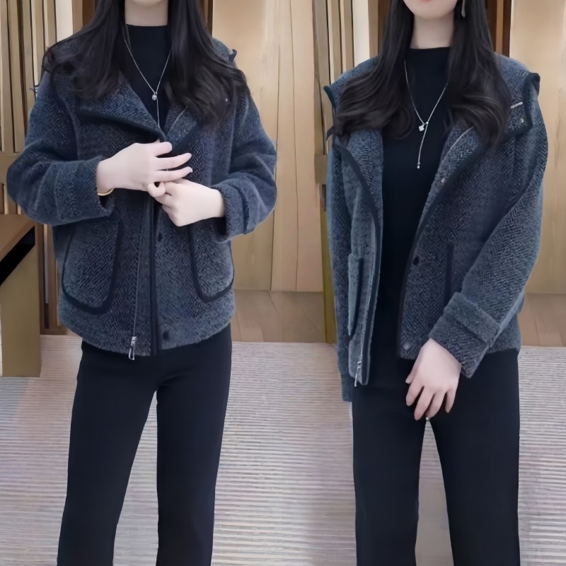 2025春秋新款高端时尚外套洋气显瘦保暖拼接连帽小个子短款外套女,女装/女士精品,短外套,淘宝优惠券,粉丝福利购,淘宝优惠卷