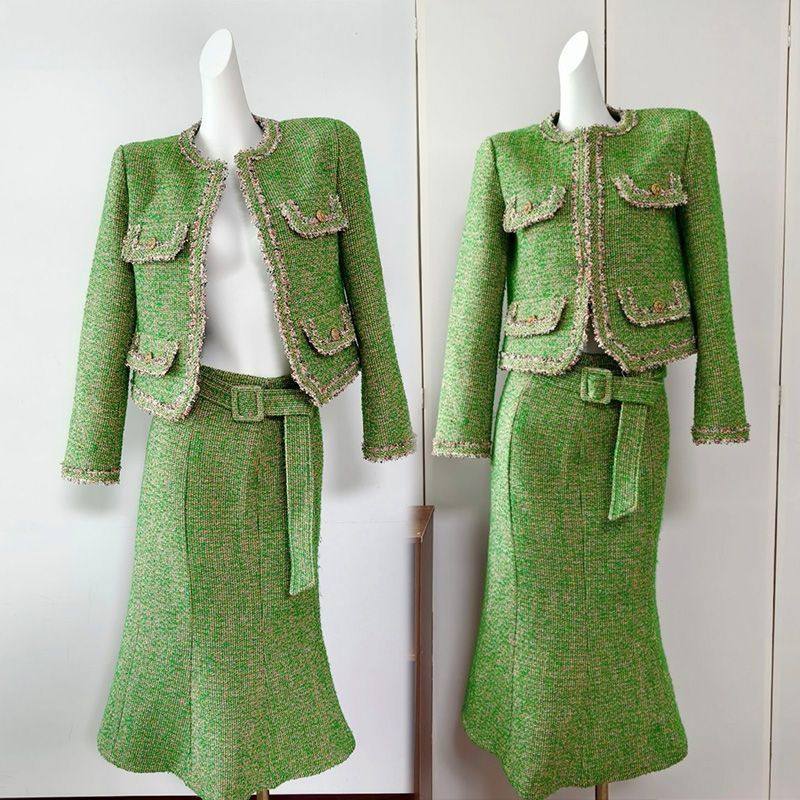 小香风外套半身裙子气质名媛两件套2025年新款女装秋冬高级感套装,女装/女士精品,时尚套装,淘宝优惠券,粉丝福利购,淘宝优惠卷