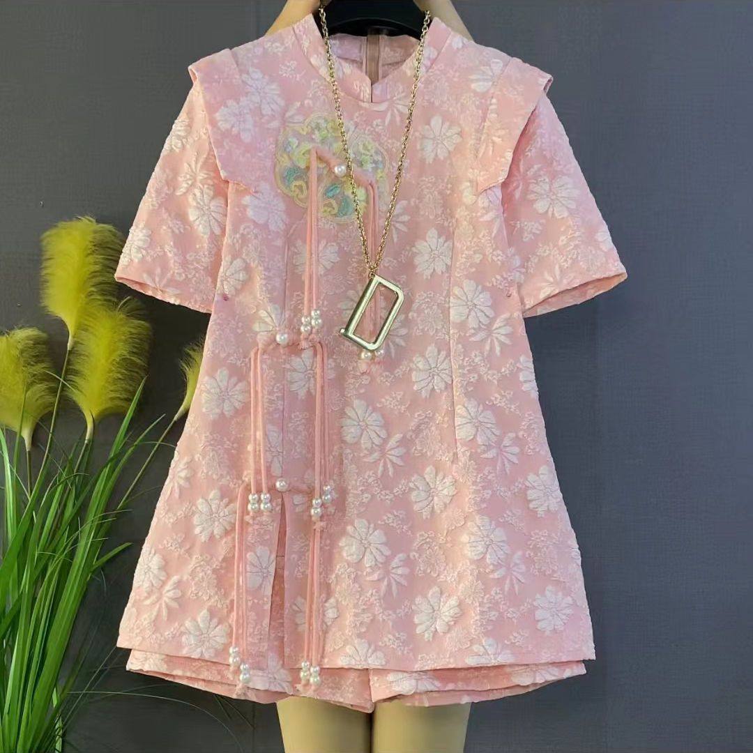 大码新中式复古国风套装裙夏季流苏盘扣遮肉上衣百搭短裤两件套装,女装/女士精品,时尚套装,淘宝优惠券,粉丝福利购,淘宝优惠卷