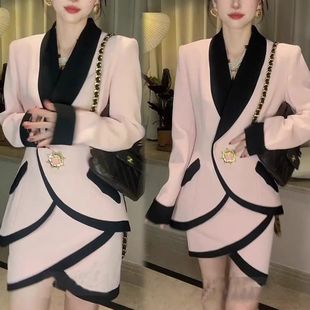 外套时尚 西装 半身裙两件套 穿搭小香风港味设计感长袖 2025春秋新款