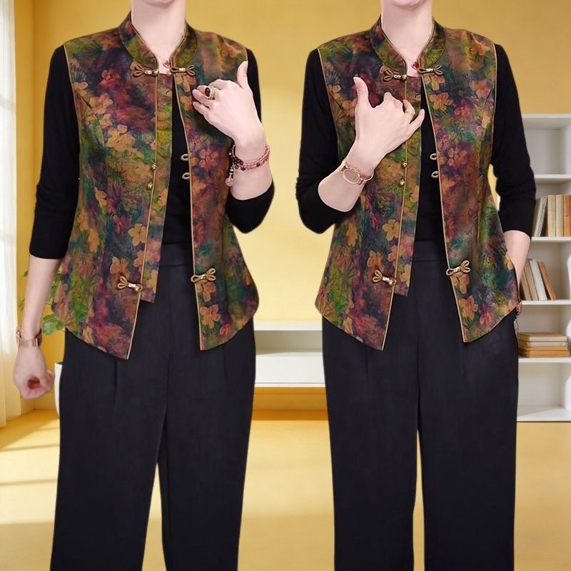 中式国风女士套装休闲洋气高档马甲春秋季新款气质时尚阔腿裤两件,女装/女士精品,时尚套装,淘宝优惠券,粉丝福利购,淘宝优惠卷