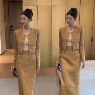 气质名媛短外套高腰半身裙轻熟两件套 2025春秋新款 小香风时尚 套装