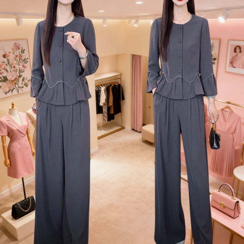 高级气质高档时尚简约薄款两件套春夏新品小众清新大码女装遮肉潮