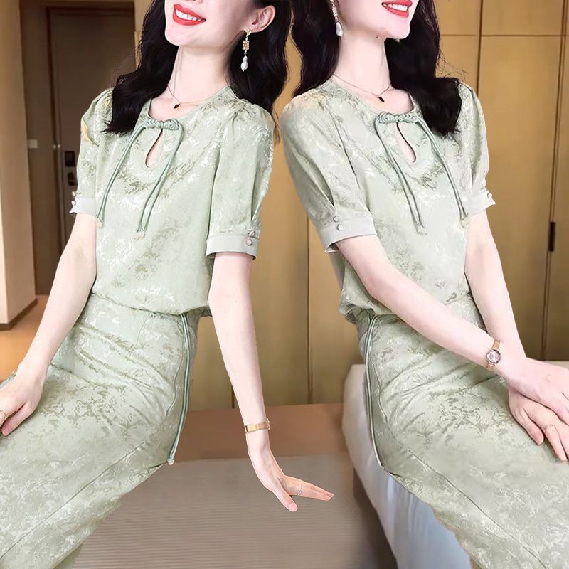 高级气质夏季高级感优雅气质中式国风改良旗袍上衣半裙显瘦两件套