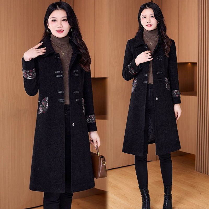 洋气高级感新中式国风外套2024秋冬新款中年妈妈时尚中长款大衣女