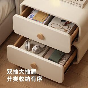 约简现头代小型轻奢感奶EME油风室卧家用床边柜家用 实木床柜新款