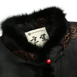 加厚水貂领祥云压花棉服男士 男冬季 盘扣棉衣上衣男 唐装 中国风男装