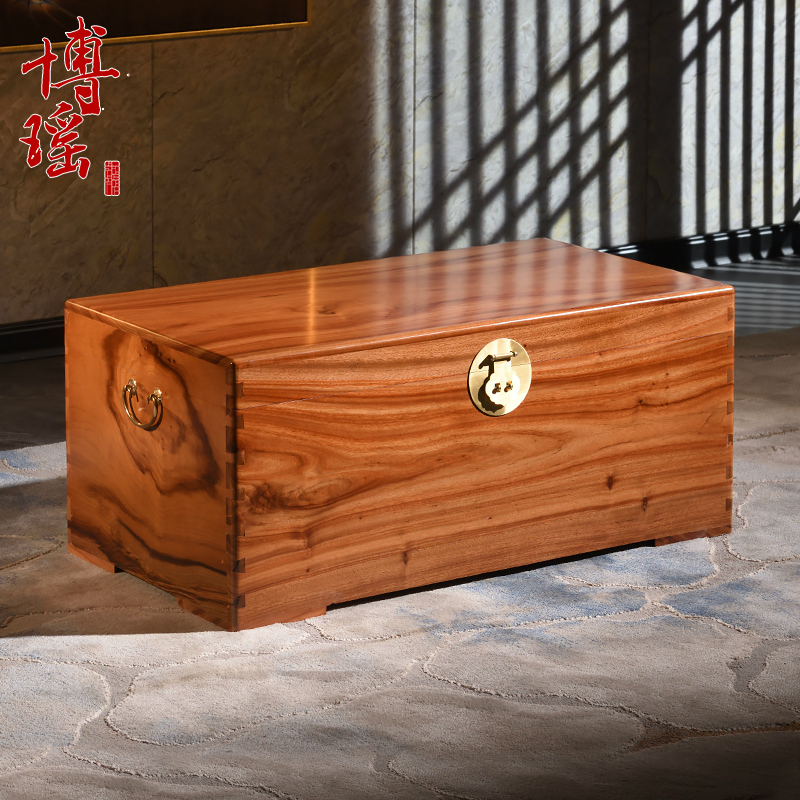 老樟木箱子整板字画箱收纳箱香樟木整板结婚陪嫁箱中式衣箱可定制