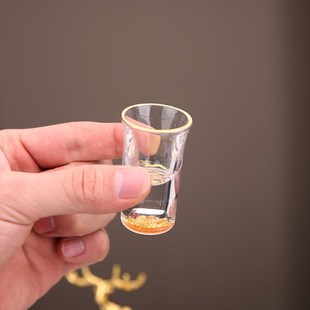 家用酒壶小水晶分酒器带刻度轻奢酒具酒盅 金箔创意二两白酒杯套装
