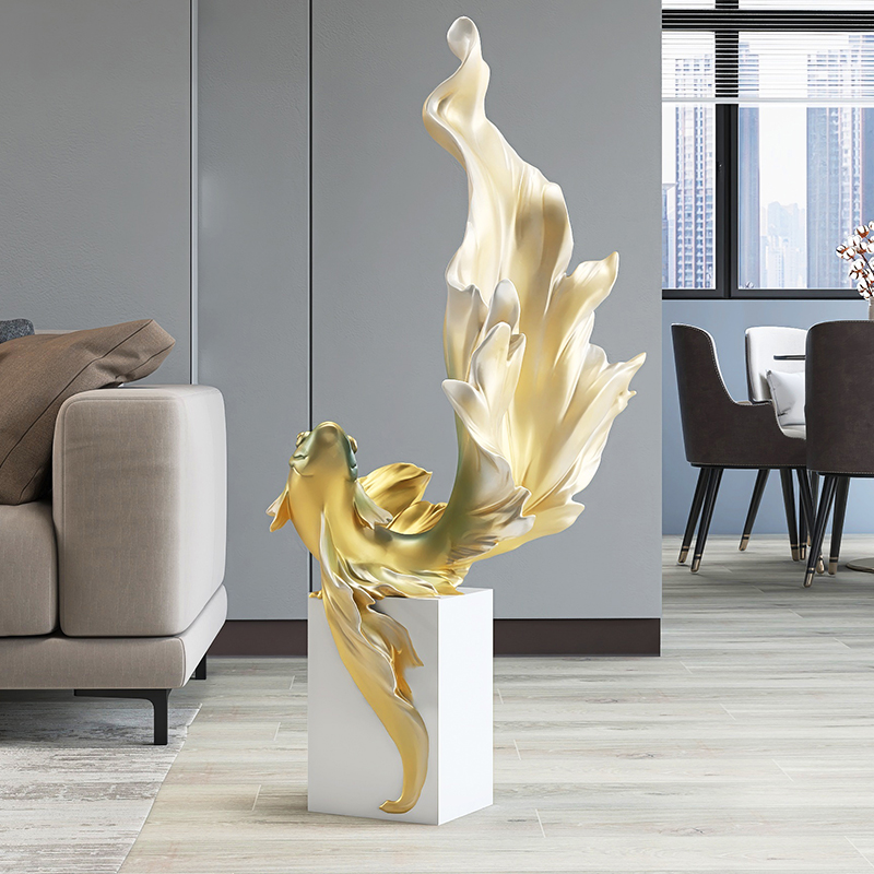 新中式锦鲤客厅落地摆件家居饰品电视柜沙发旁门店乔迁开业礼物