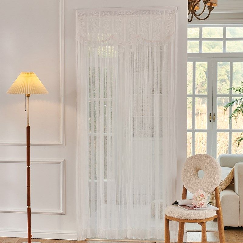 高级感法式蕾丝门帘防蚊家用纱帘通用隔断帘免打孔卧室厨房纱门帘