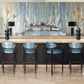 家用实木烤漆高吧椅个性 不锈钢电镀酒吧椅子 轻奢靠背高脚椅 定制