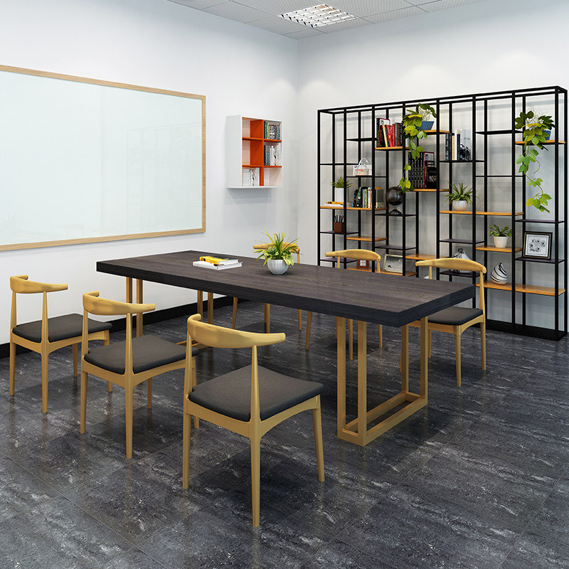 loft简约实木会议桌长条桌创意办公桌长桌洽谈桌书桌办公桌椅组合