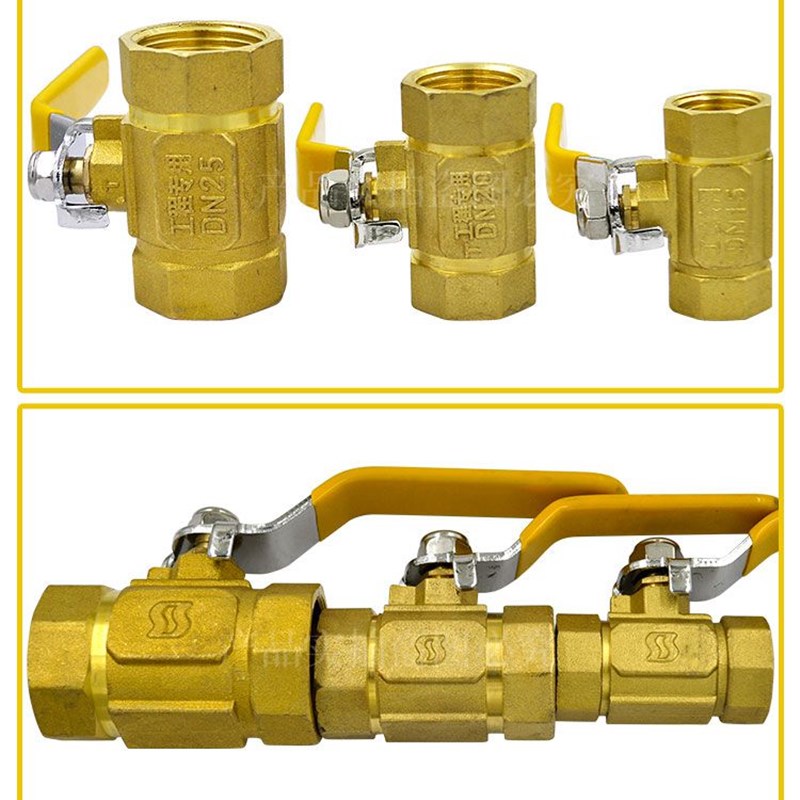黄铜双内牙内外牙三内牙三通铜球阀水管暖气开关铜阀门4分 DN15