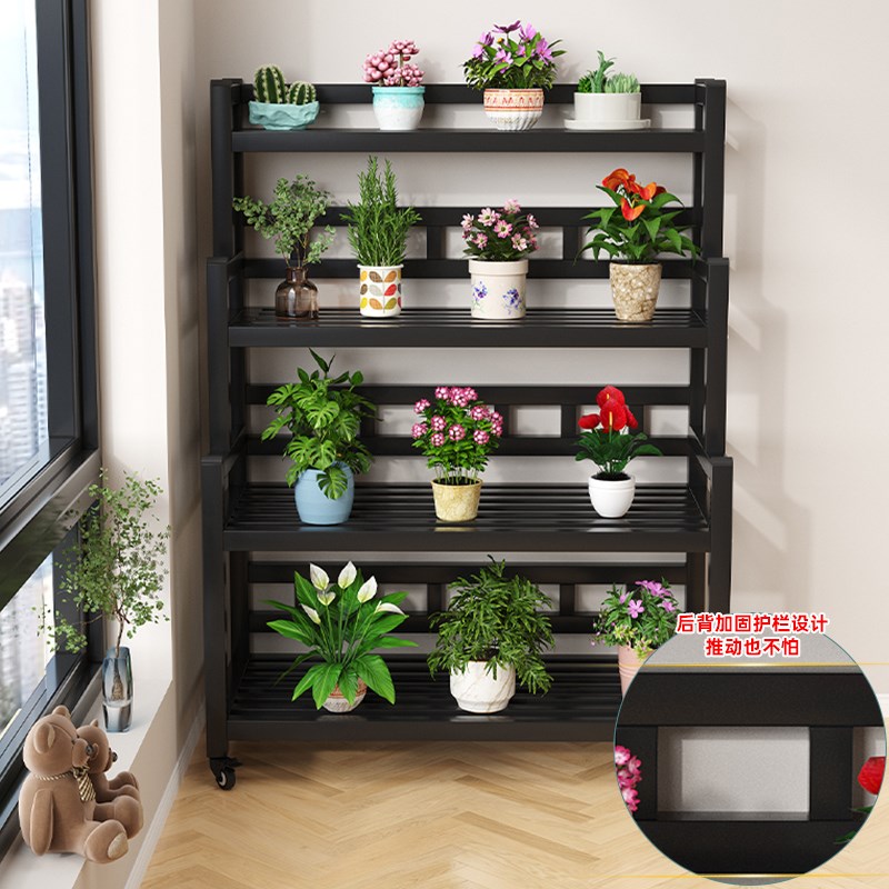 花架置物架带轮多层阳台落地客厅室内阶梯式多肉铁艺户外花盆架子