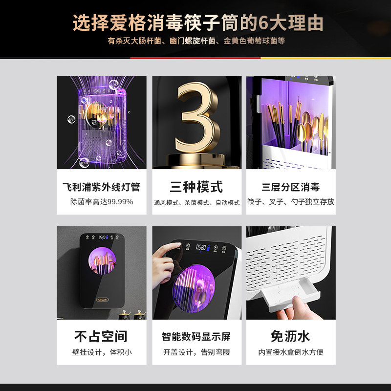 筷子收纳盒厨房刀架筷筒筷勺笼壁挂筷子消毒器烘干一体机家用小型图片