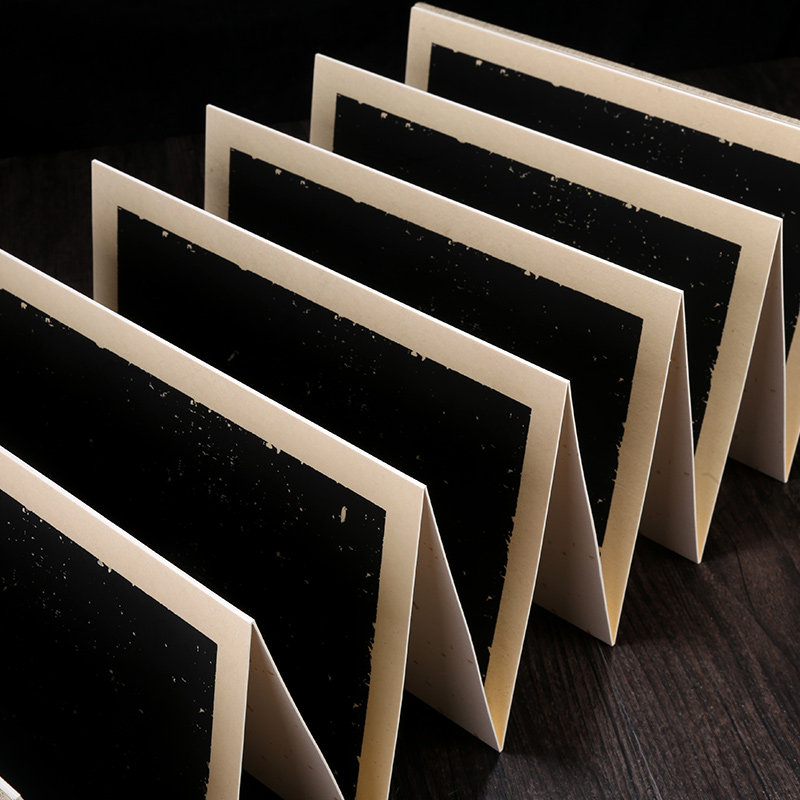 复古册页本做旧黑色拓片宣纸半生半熟手札小楷隶书法专用竖格宣纸