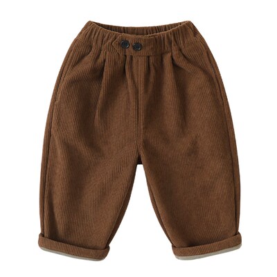 右欧童装男童女童加绒长裤灯芯绒秋冬装棉裤儿童宝宝加厚保暖裤子