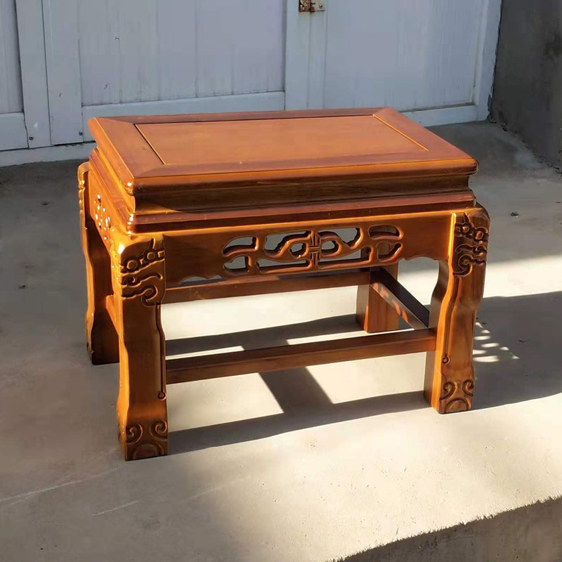 简约实木鱼缸盆景架子室内中式古典榆木置物架榫卯木质花几奇石架