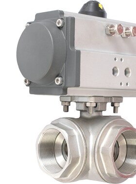 Q614/5F 气动三通球阀丝扣丝口螺纹高压L型T型换向切换转向阀门