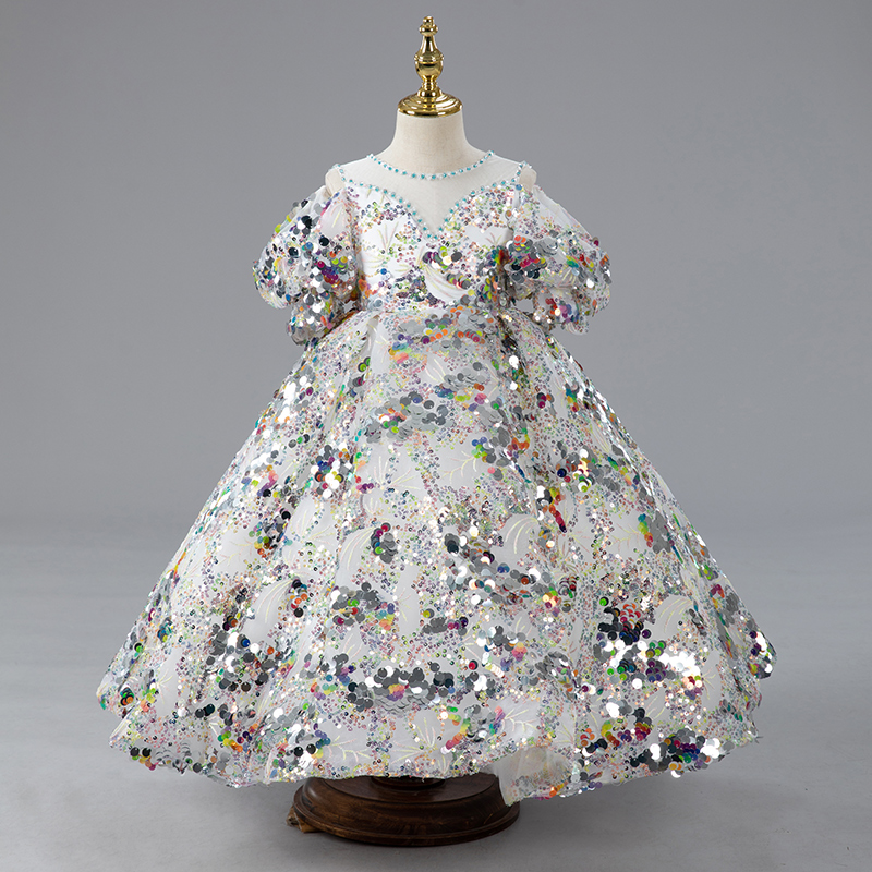 女童礼服轻奢走秀舞台演出钢琴演奏长裙儿童主持人轻奢模特公主裙