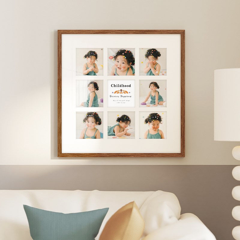 九宫格实木相框摆台定制照片打印婚纱照结婚照挂墙冲洗全家福相片