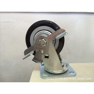 脚轮5寸重型聚氨脂万向带边刹轮优冠脚轮静音轮PUl轮推车轮