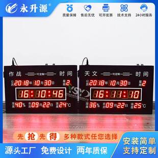 天文作战时钟NTP万年历时间温湿度看板LED显示屏军标时间