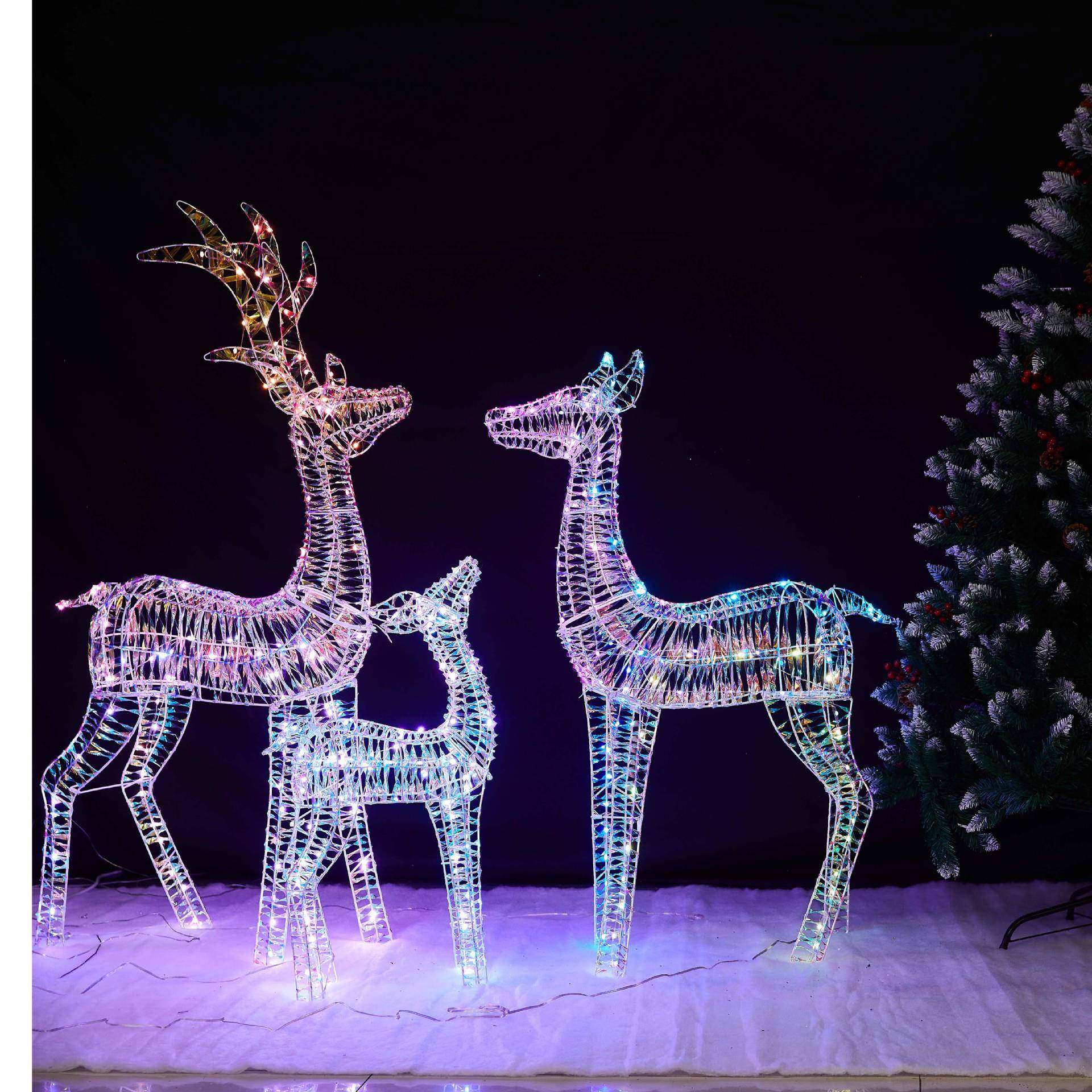 圣诞节幻彩铁艺发光麋鹿商场摆件活动场景布置圣诞树装饰品道具