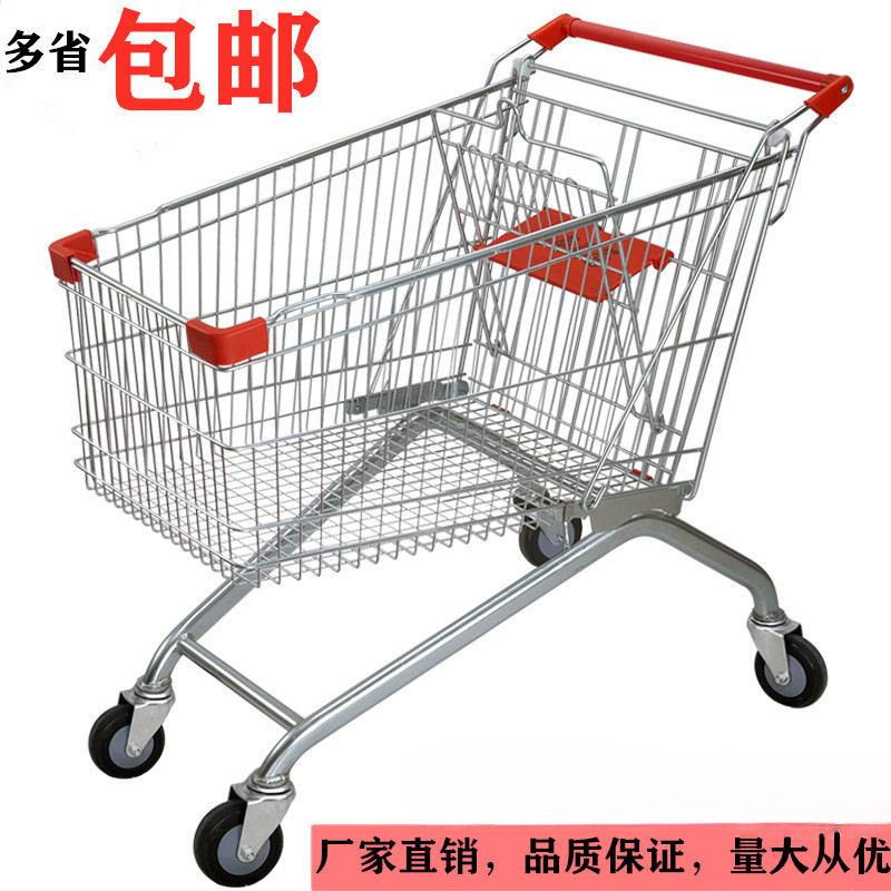 超市热卖购物车双层手推车商场物业推车欧式家用理货车儿童小推车