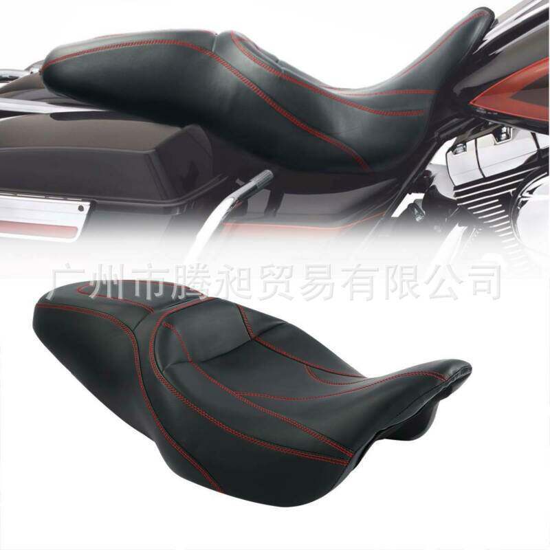 适用于哈雷路王滑翔CVO红色拼接连体驾驶员乘客座椅2009-2020