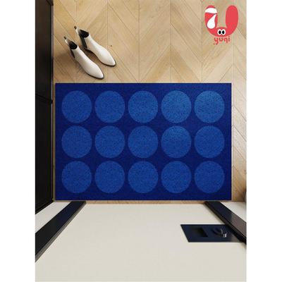 予七家深蓝色波点元素入户门丝圈地垫高级pvc材质家用门口蹭土除