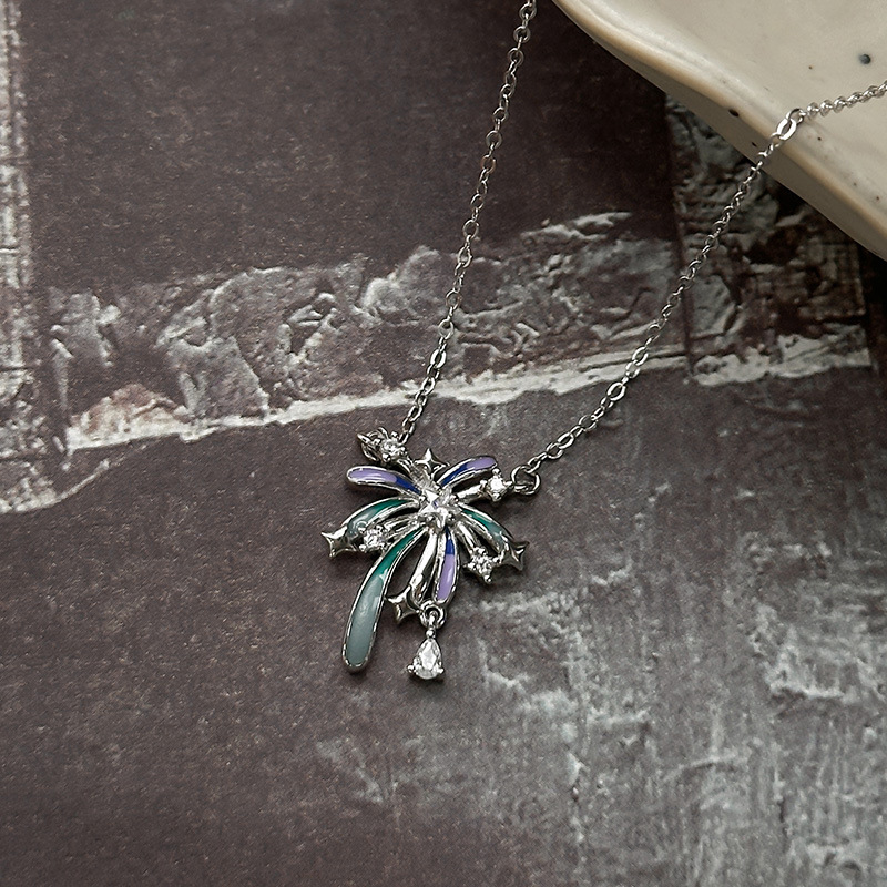 日本品质s925纯银项链时尚少女轻奢浪漫花火小众设计首饰吊坠高级