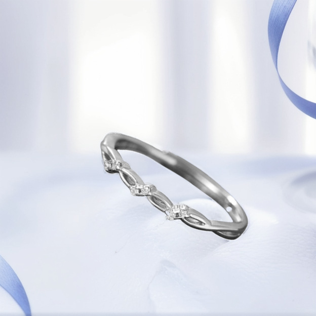 日本品质999足银百搭交叉锆石戒指女轻奢高级感森系小众简约ins手