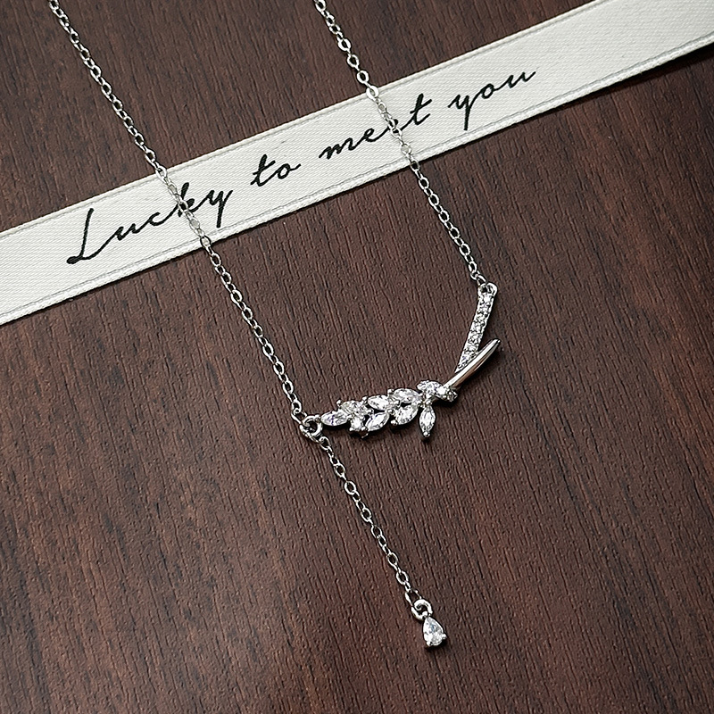 日本品质麦穗流苏s925纯银项链女轻奢高级感月桂女神锁骨链小红书