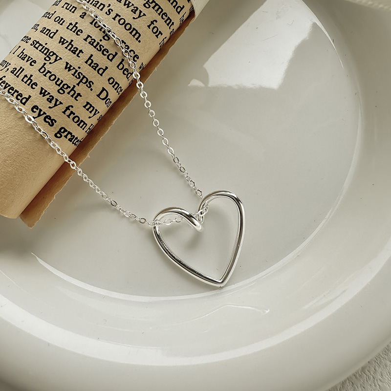 日本品质s925纯银爱心镂空项链女冷淡风ins轻奢小众高级感心形辣