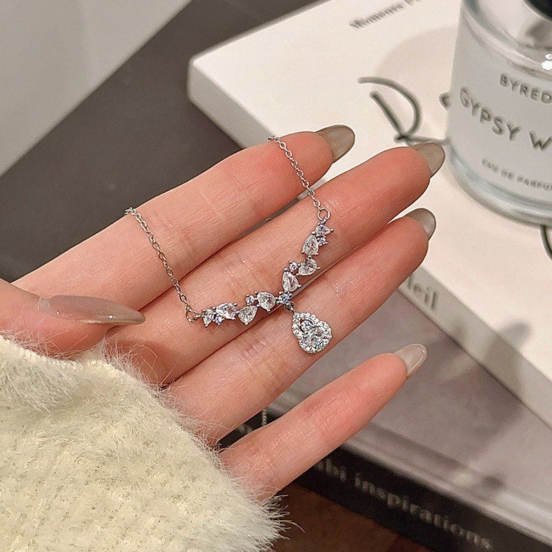 日本品质s925纯银高级感葫芦锆石项链女款轻奢小众清冷精致超闪百