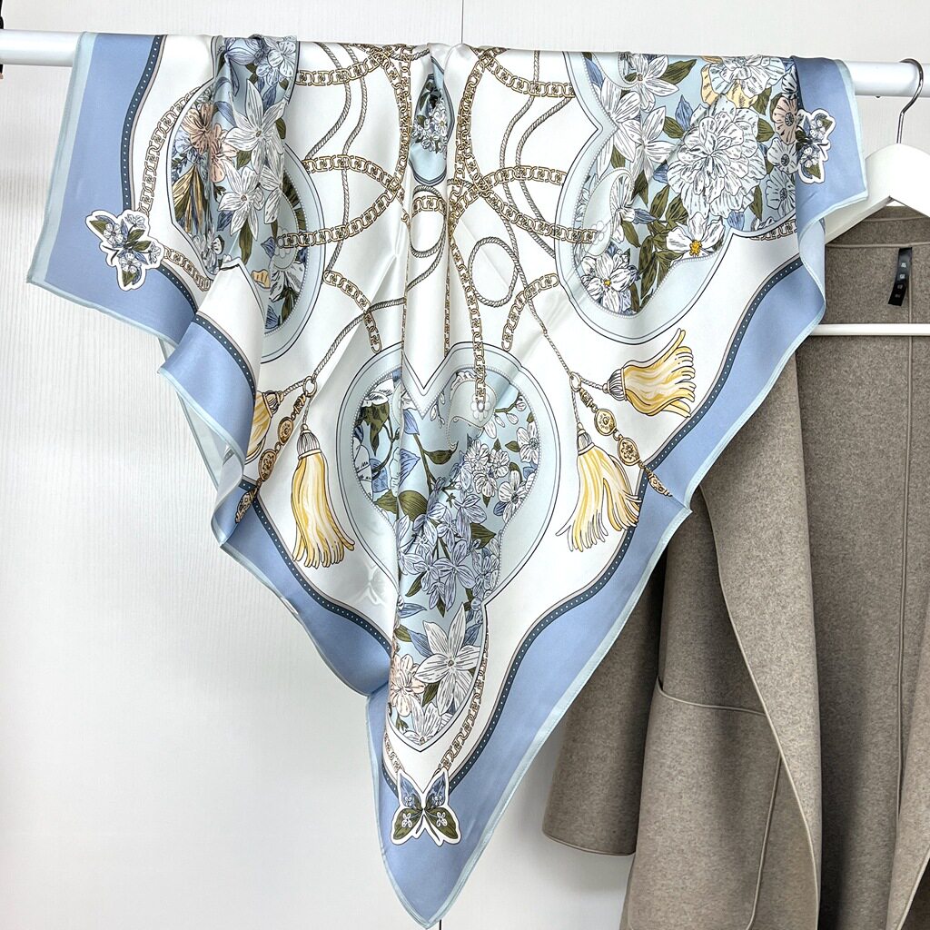 日本品质杭州丝绸真丝缎面大方巾女90cm桑蚕丝丝巾欧美风春季新款