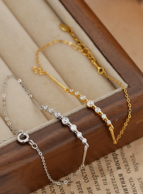 日本品质S925纯银简约星轨排钻手链女轻奢精致气质万能百搭高颜值