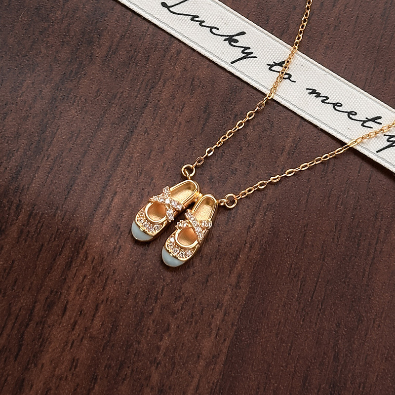 日本品质芭蕾舞鞋s925纯银项链女小众设计轻奢款锆石锁骨链小红书