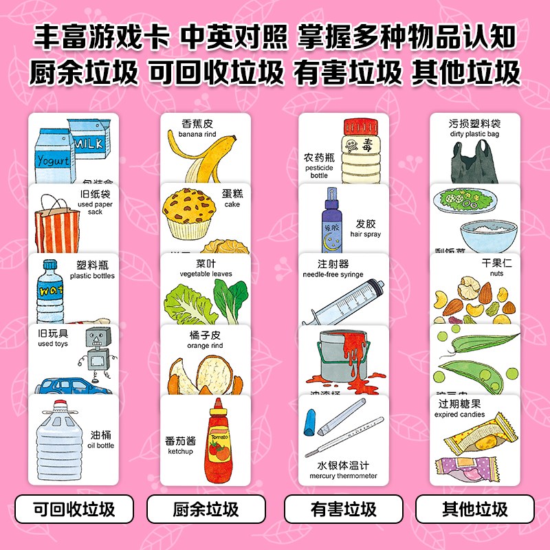 速发垃圾分类婴幼儿童5岁创意手工宣传绘本小卡片标识玩具盒桌游
