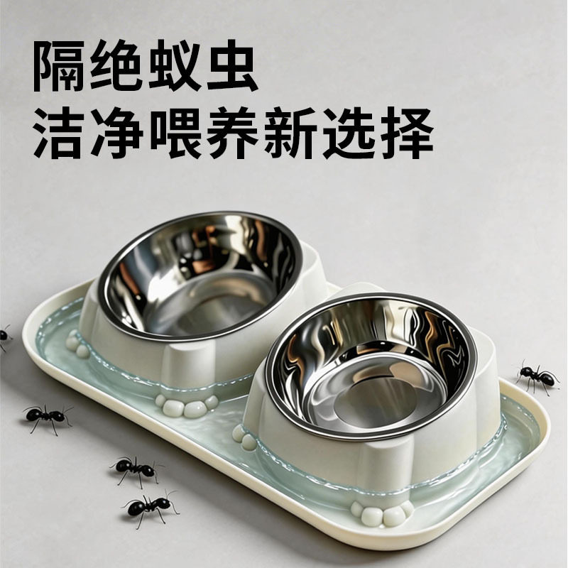 猫碗双碗宠物水碗不锈钢猫食盆