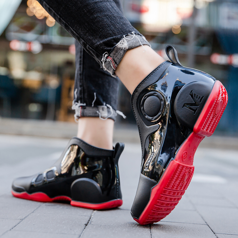 新款短筒雨鞋男款时尚防水防滑水鞋厨房工作钓鱼雨靴户外平底胶鞋