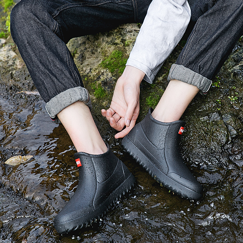 男士短筒大码雨鞋时尚外穿防滑防水雨靴加绒保暖胶鞋厨房工作水鞋
