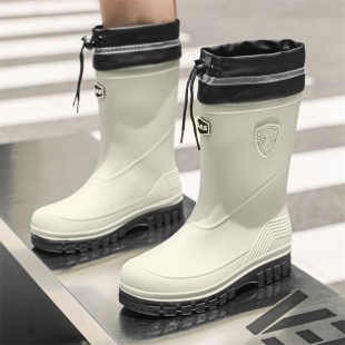 新款中筒雨鞋男款时尚工作防滑耐磨雨靴厨房洗车防水胶鞋束口水鞋