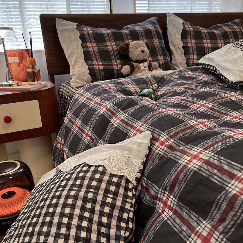 202新XBE款5法风式中古双全棉层纱四件套复古