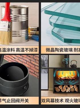 真火壁炉复古燃木IEW柴火取暖炉烧民宿别人墅农村匠装火饰用铸家