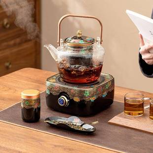 围炉煮茶器家用室内电陶炉耐高温玻璃提梁泡茶壶办公室煮茶炉套装